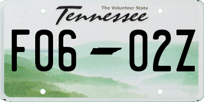 TN license plate F0602Z
