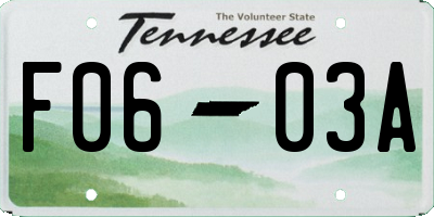 TN license plate F0603A