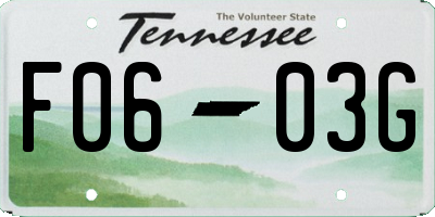 TN license plate F0603G