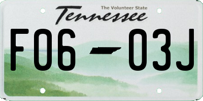 TN license plate F0603J