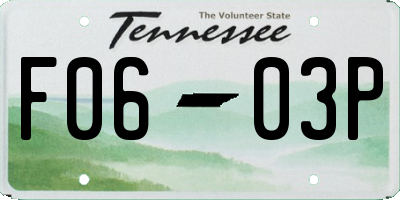 TN license plate F0603P