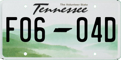 TN license plate F0604D