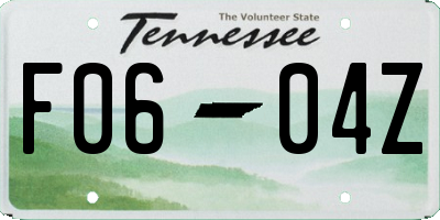 TN license plate F0604Z