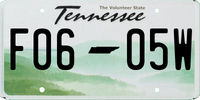 TN license plate F0605W
