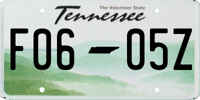 TN license plate F0605Z