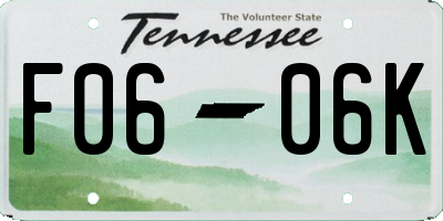 TN license plate F0606K
