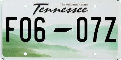 TN license plate F0607Z