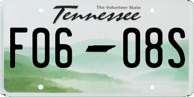 TN license plate F0608S