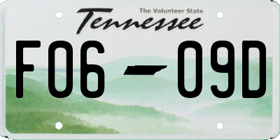 TN license plate F0609D
