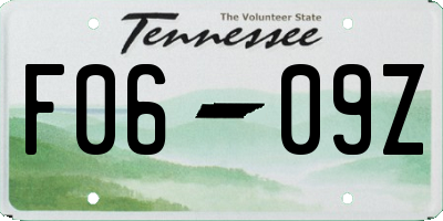 TN license plate F0609Z