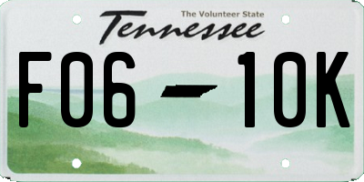 TN license plate F0610K