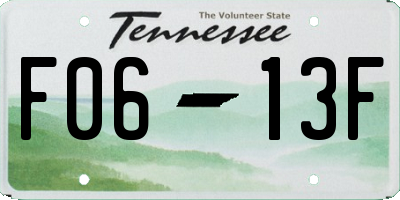 TN license plate F0613F