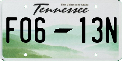 TN license plate F0613N