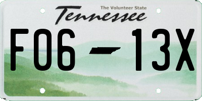 TN license plate F0613X
