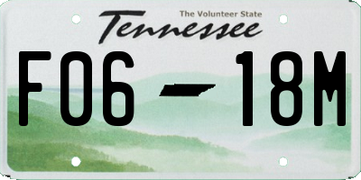 TN license plate F0618M