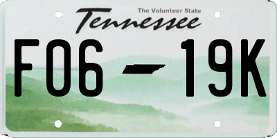 TN license plate F0619K
