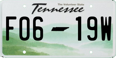 TN license plate F0619W