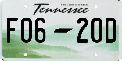 TN license plate F0620D