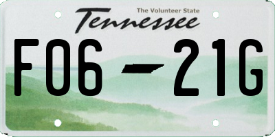 TN license plate F0621G