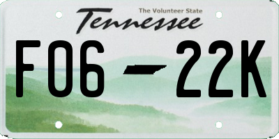 TN license plate F0622K