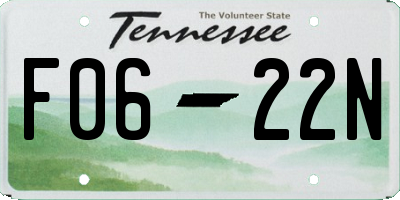 TN license plate F0622N