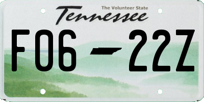 TN license plate F0622Z