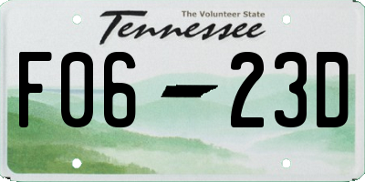 TN license plate F0623D