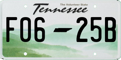 TN license plate F0625B