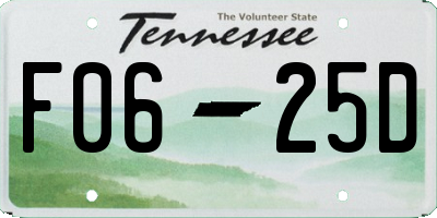 TN license plate F0625D