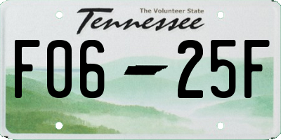 TN license plate F0625F