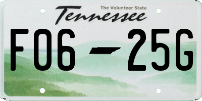TN license plate F0625G