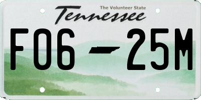 TN license plate F0625M