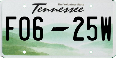 TN license plate F0625W