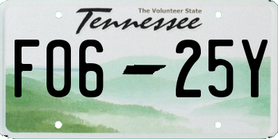 TN license plate F0625Y