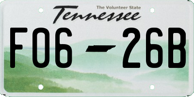 TN license plate F0626B