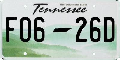 TN license plate F0626D