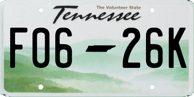 TN license plate F0626K