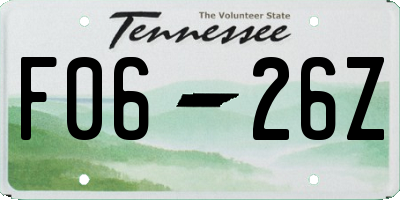 TN license plate F0626Z
