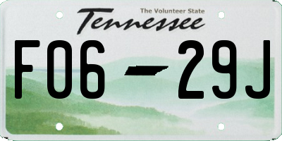TN license plate F0629J