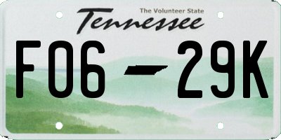 TN license plate F0629K