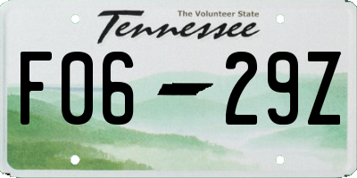 TN license plate F0629Z
