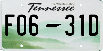 TN license plate F0631D