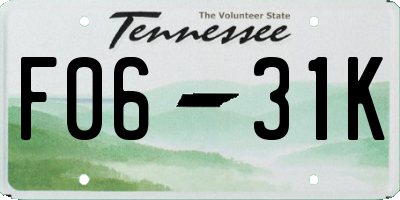 TN license plate F0631K