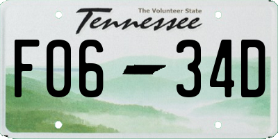TN license plate F0634D