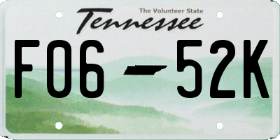 TN license plate F0652K