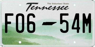 TN license plate F0654M