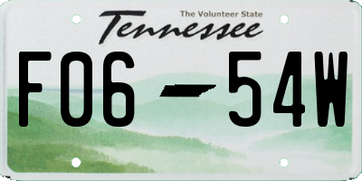 TN license plate F0654W