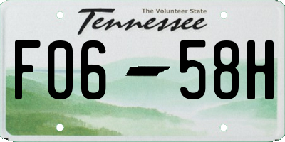 TN license plate F0658H