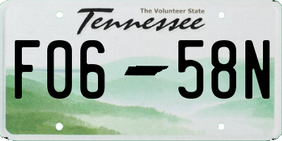 TN license plate F0658N
