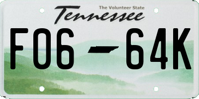 TN license plate F0664K